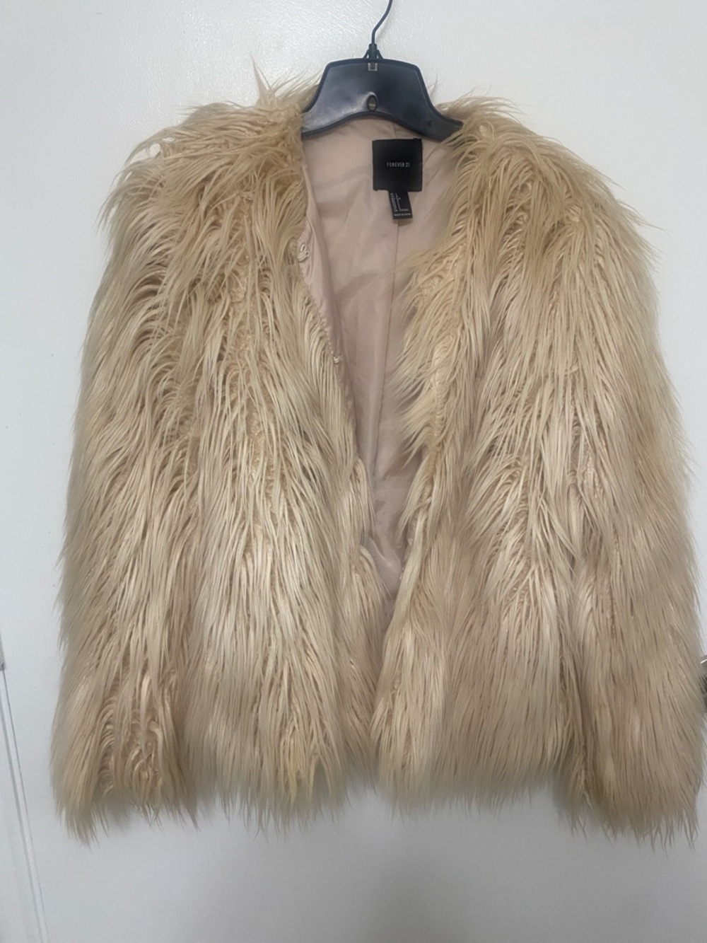 Forever 21 Beige Faux Fur Teddy Jacket